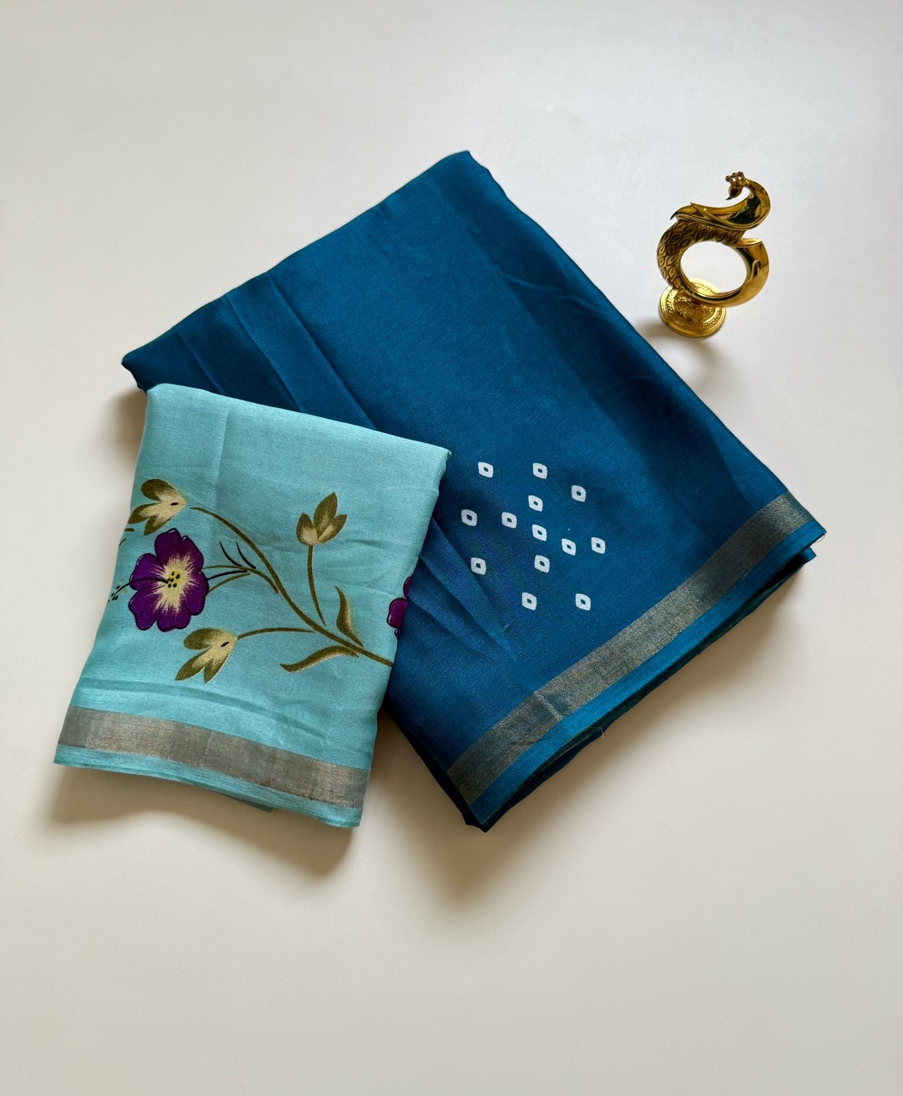 Mulmul Printed Saree with Floral Blouse – GULAB Vol 2