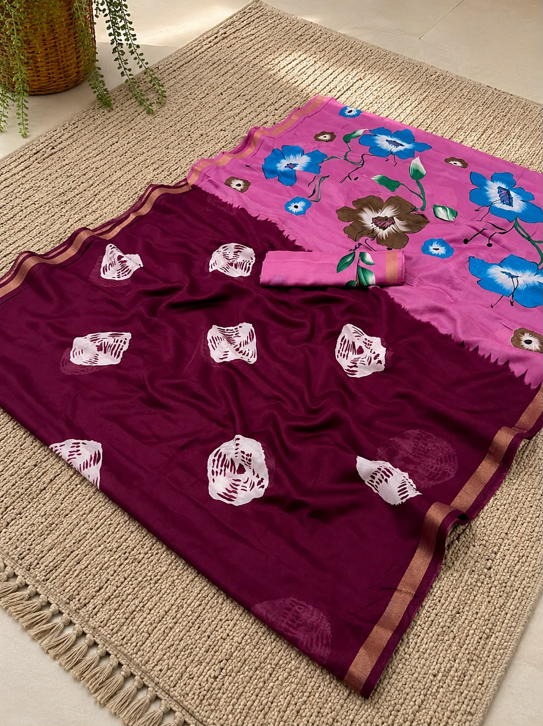 Mulmul Printed Saree – GULAB