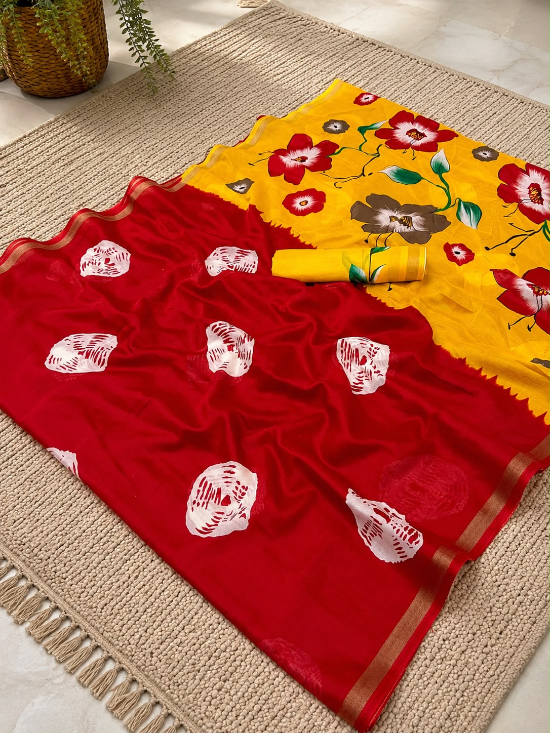 Mulmul Printed Saree – GULAB