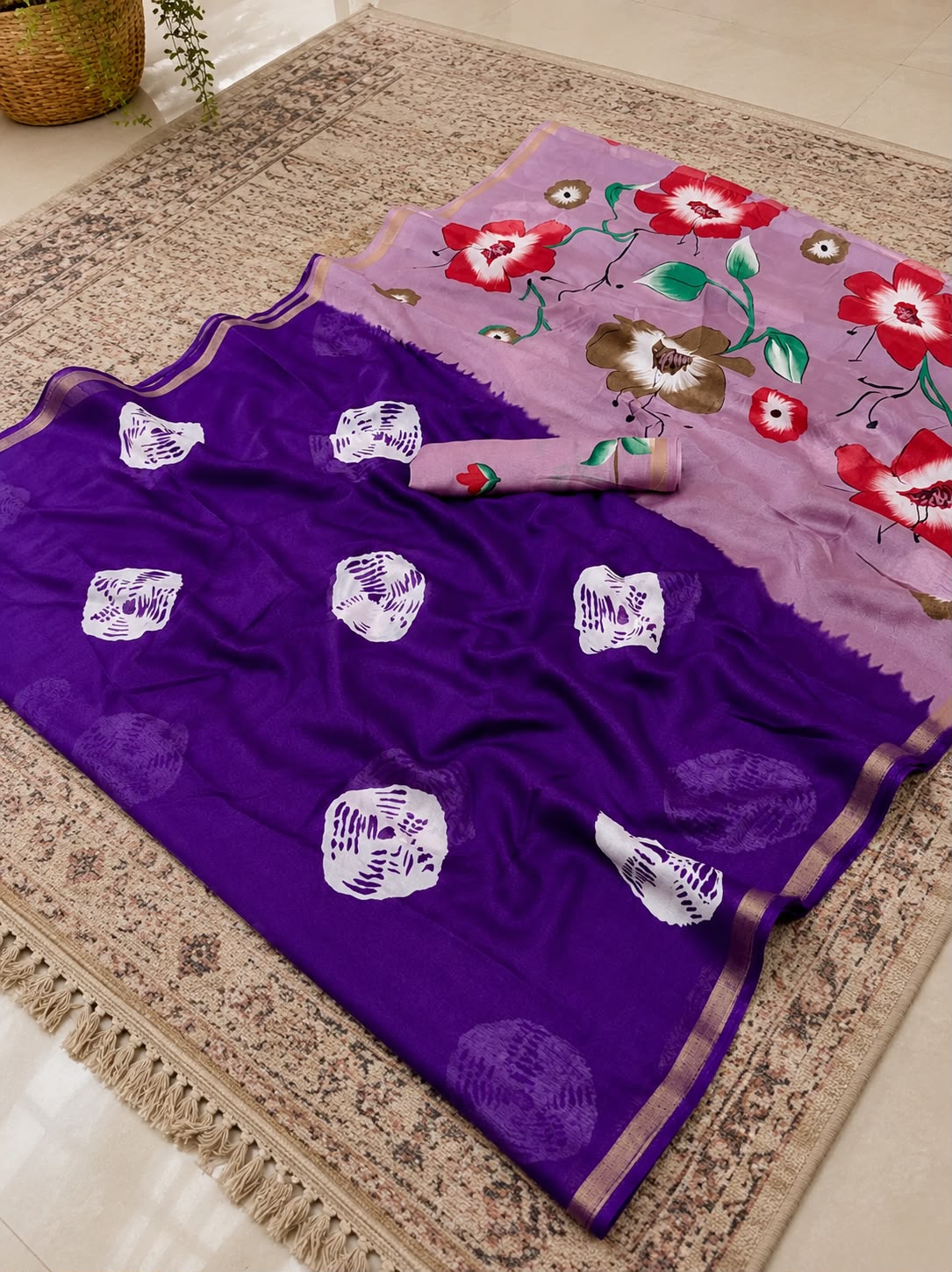 Mulmul Printed Saree – GULAB