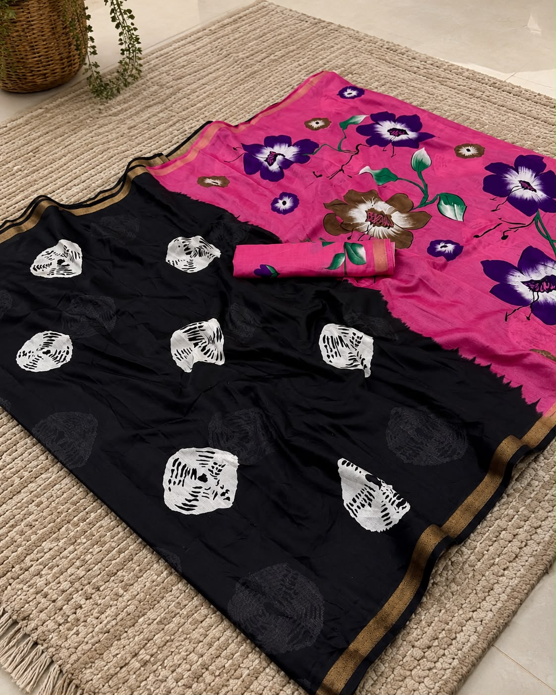 Mulmul Printed Saree – GULAB