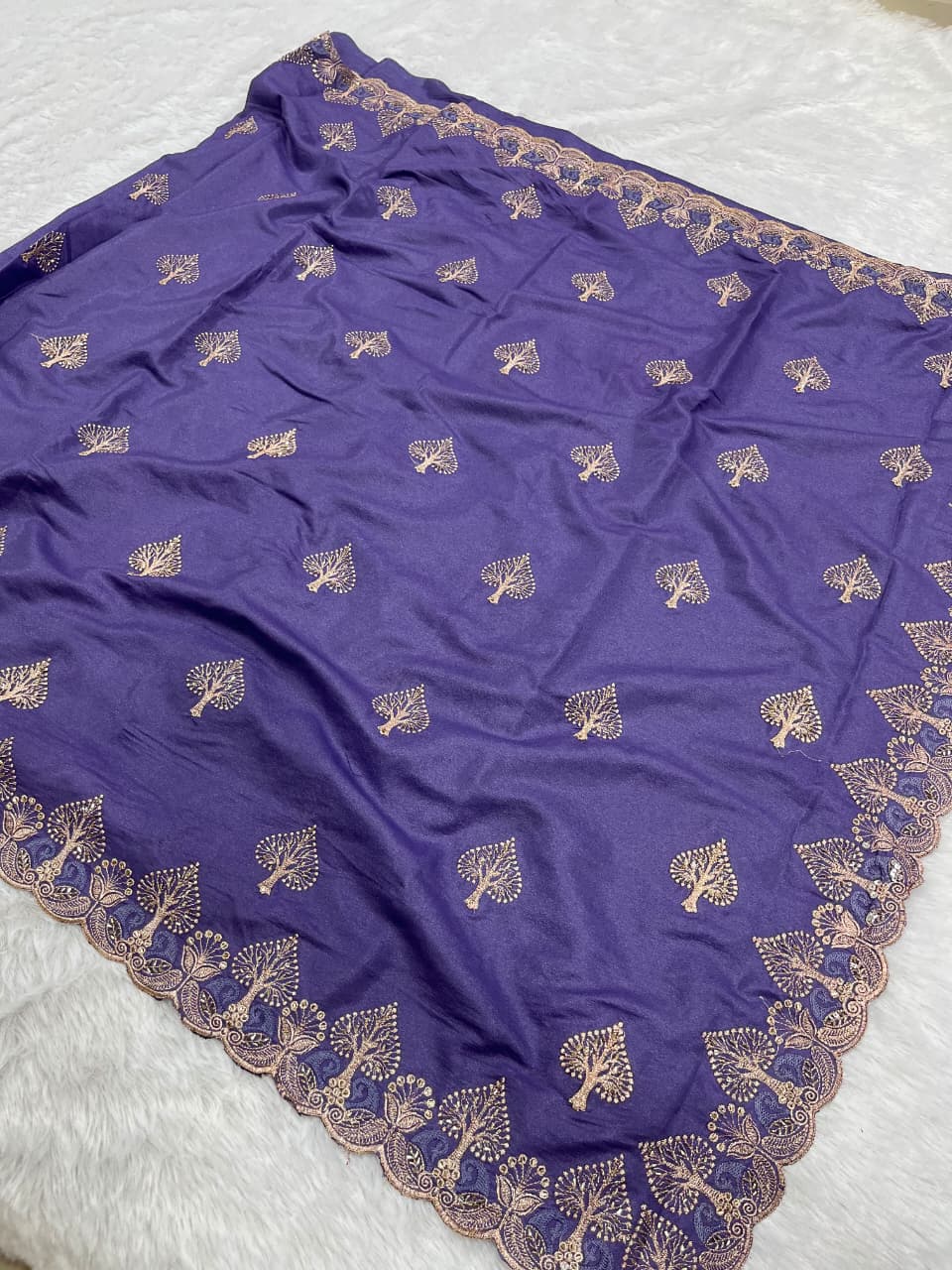 Chocolate Silk Saree with Sequence & Beads Work