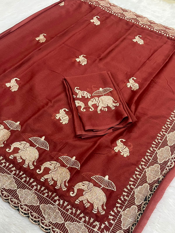 MM_RAJHANS – Elephant Embroidery Saree Collection