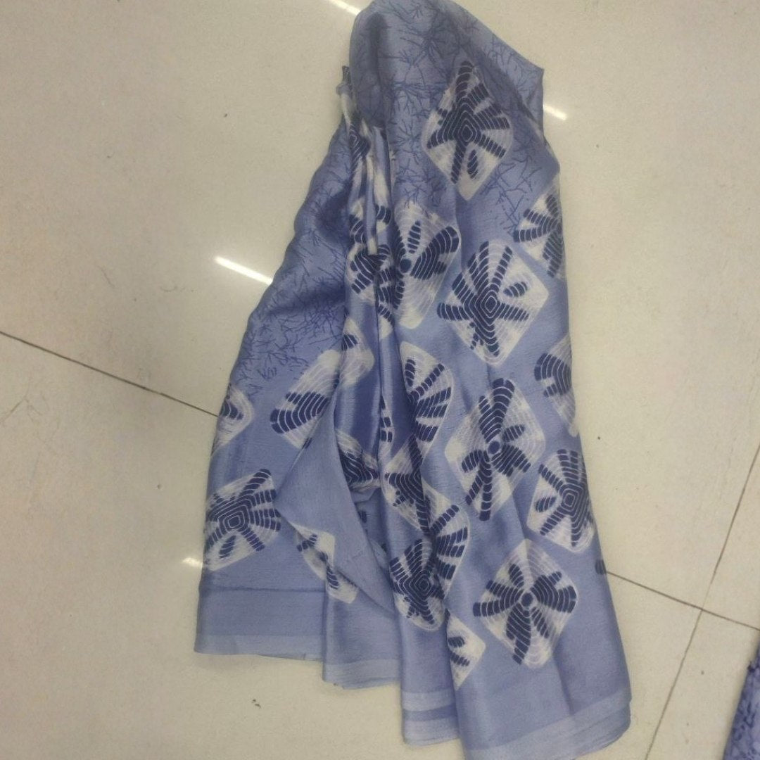 Chakri Printed Soft Silk Saree with Unstitched Blouse Piece