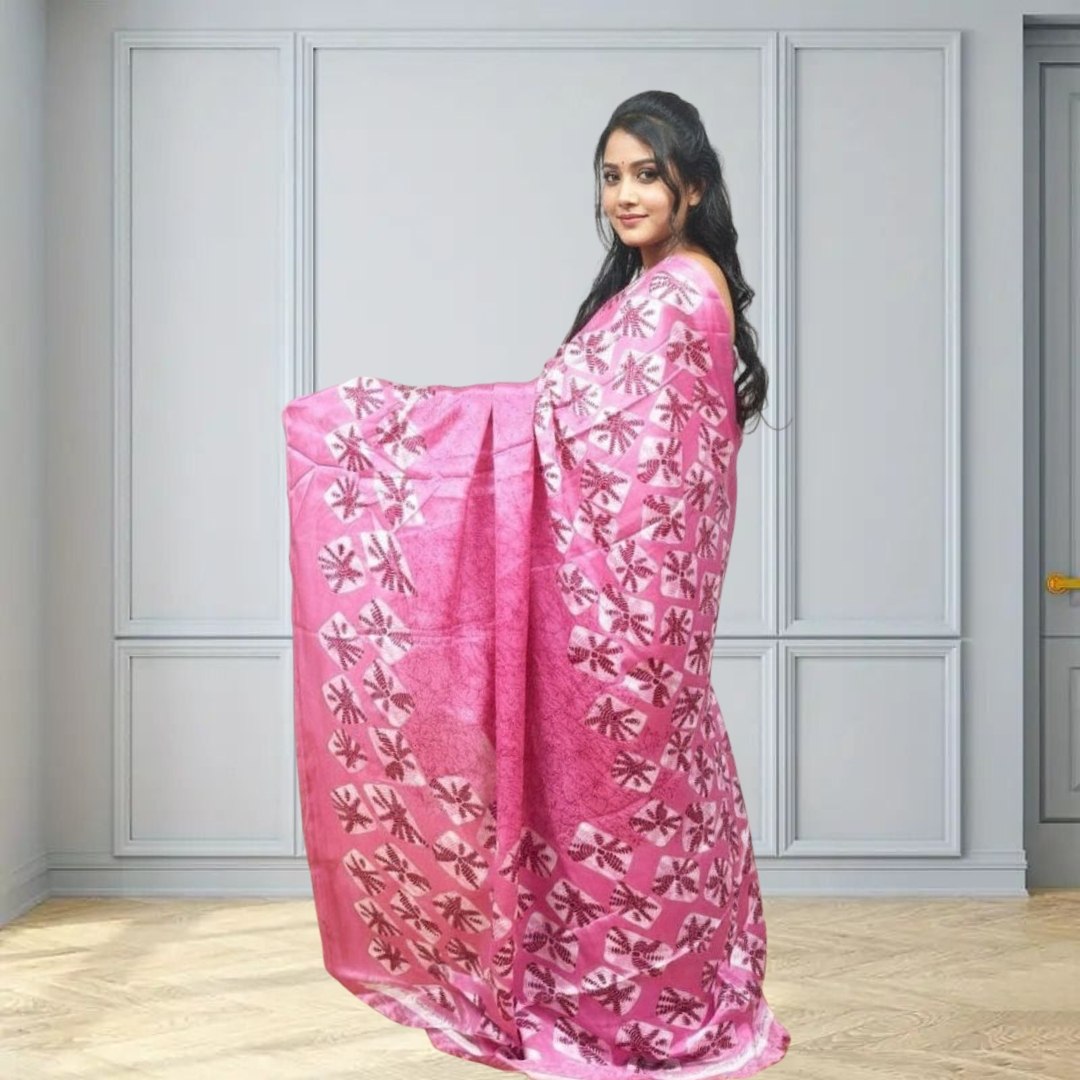Chakri Printed Soft Silk Saree with Unstitched Blouse Piece