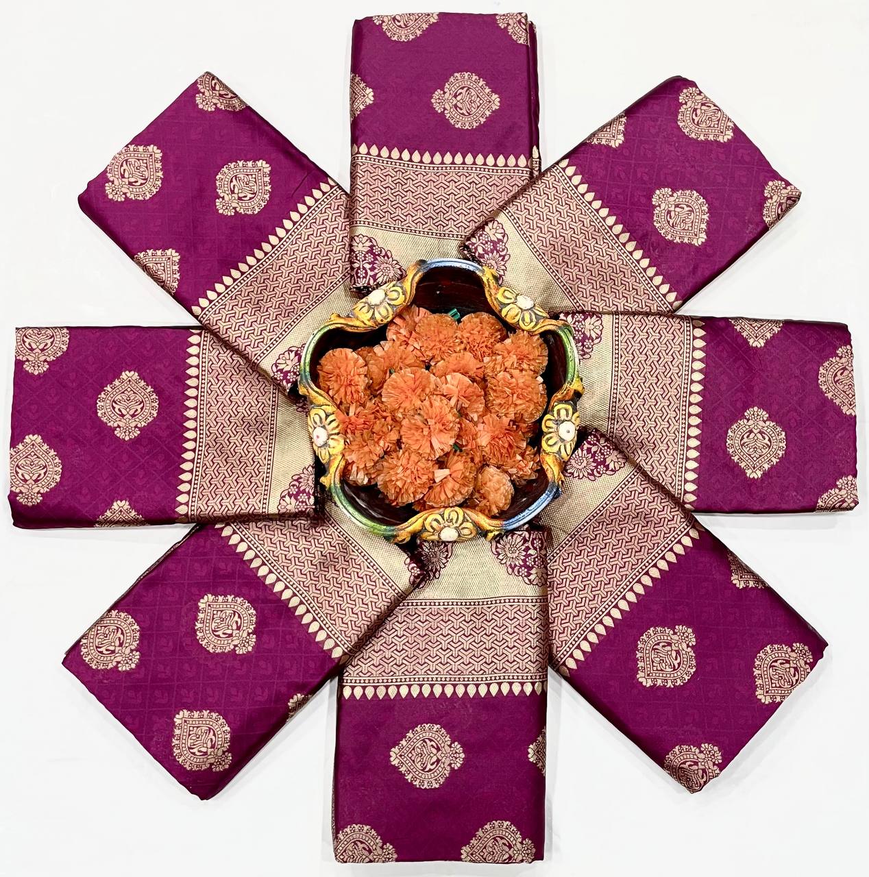 Magenta Banarasi Silk Saree with Golden Zari Work