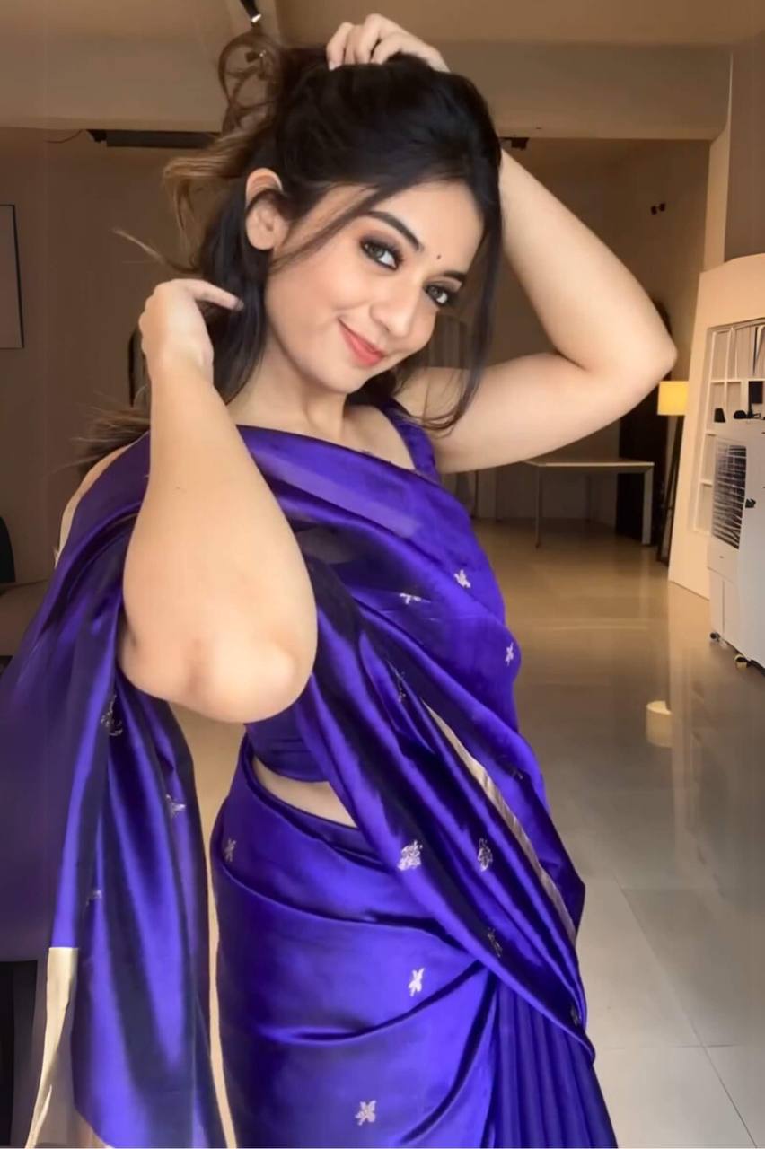 Royal Blue Silk Saree with Golden Border and Embroidered Blouse