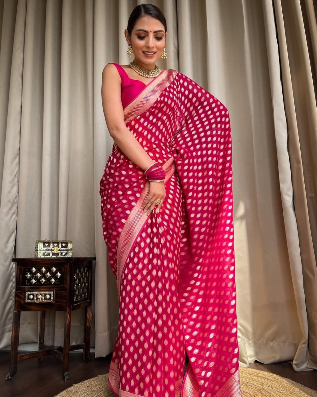 Banarasi Silk Saree with Zari Work Pink