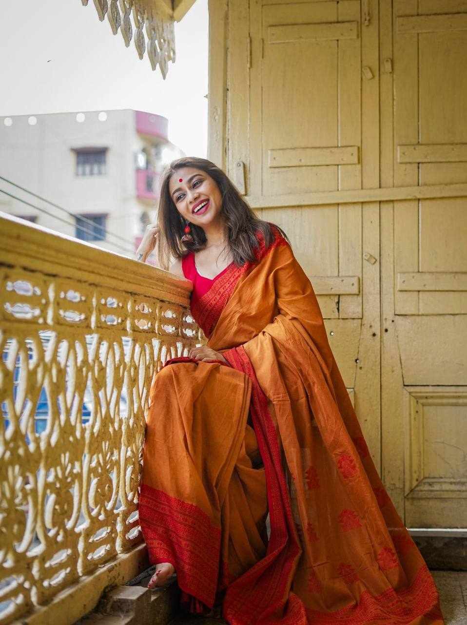 KPR 195 Mustard Soft Linen Saree 🧡