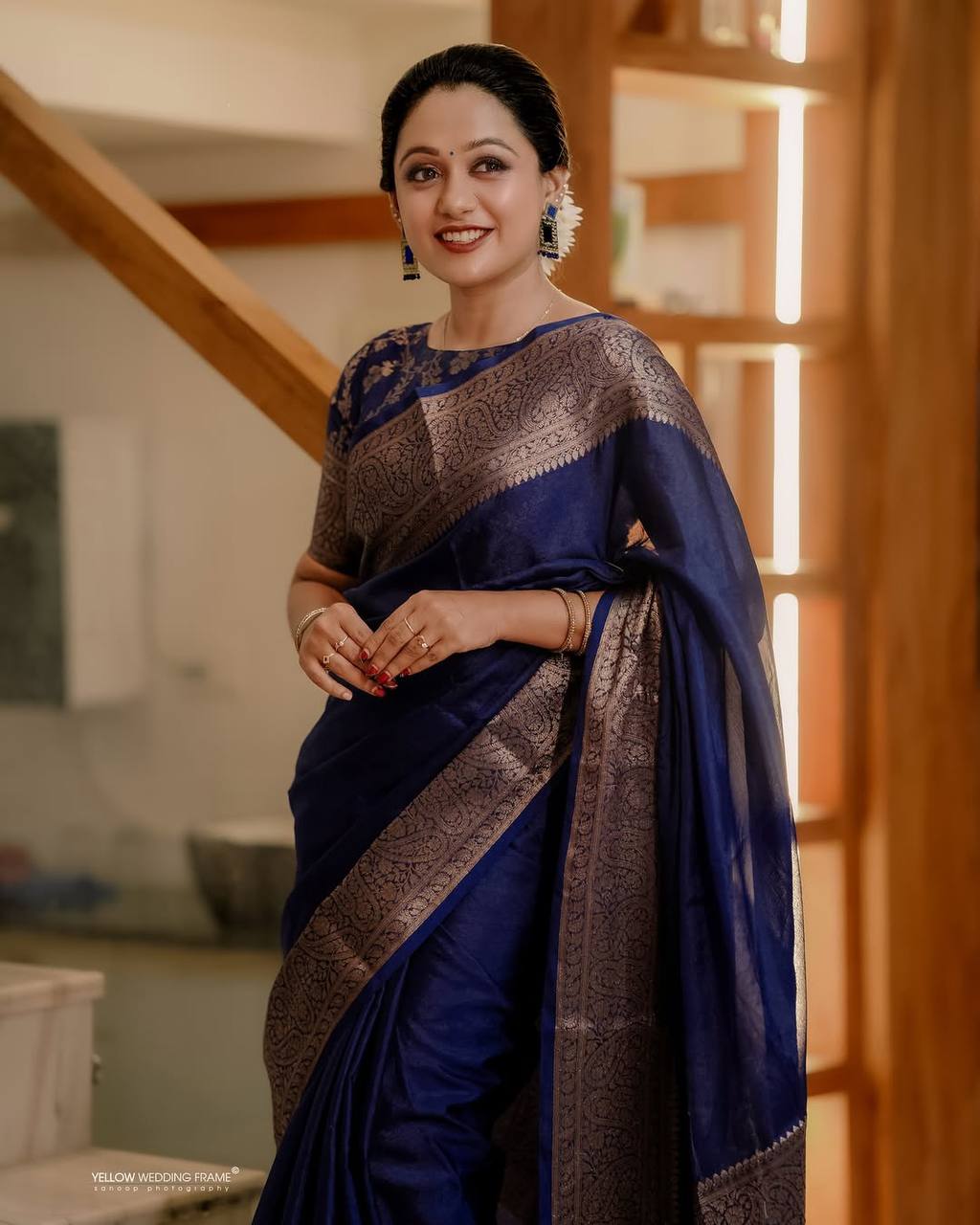Royal Blue Banarasi Silk Saree with Zari Border