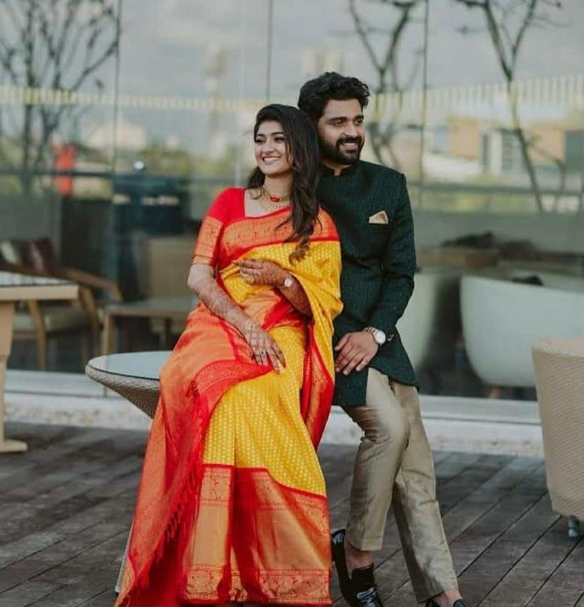 Traditional Yellow Silk Saree with Red Border