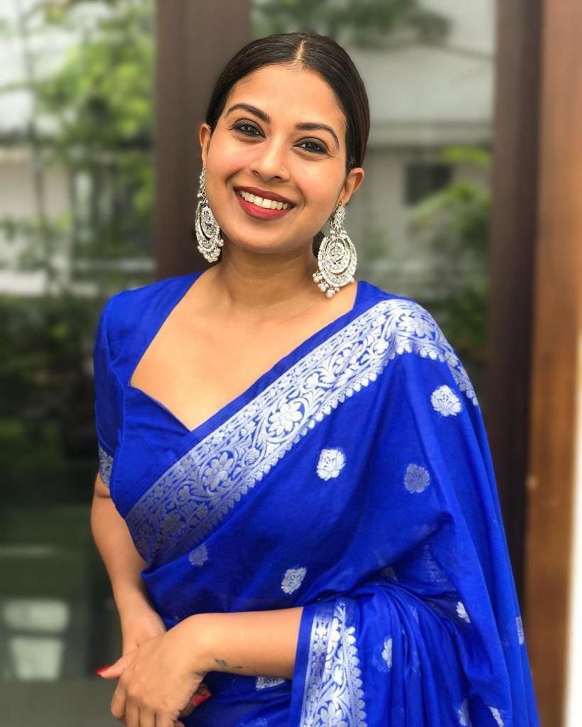 Royal Blue Banarasi Silk Saree with Silver Zari Work