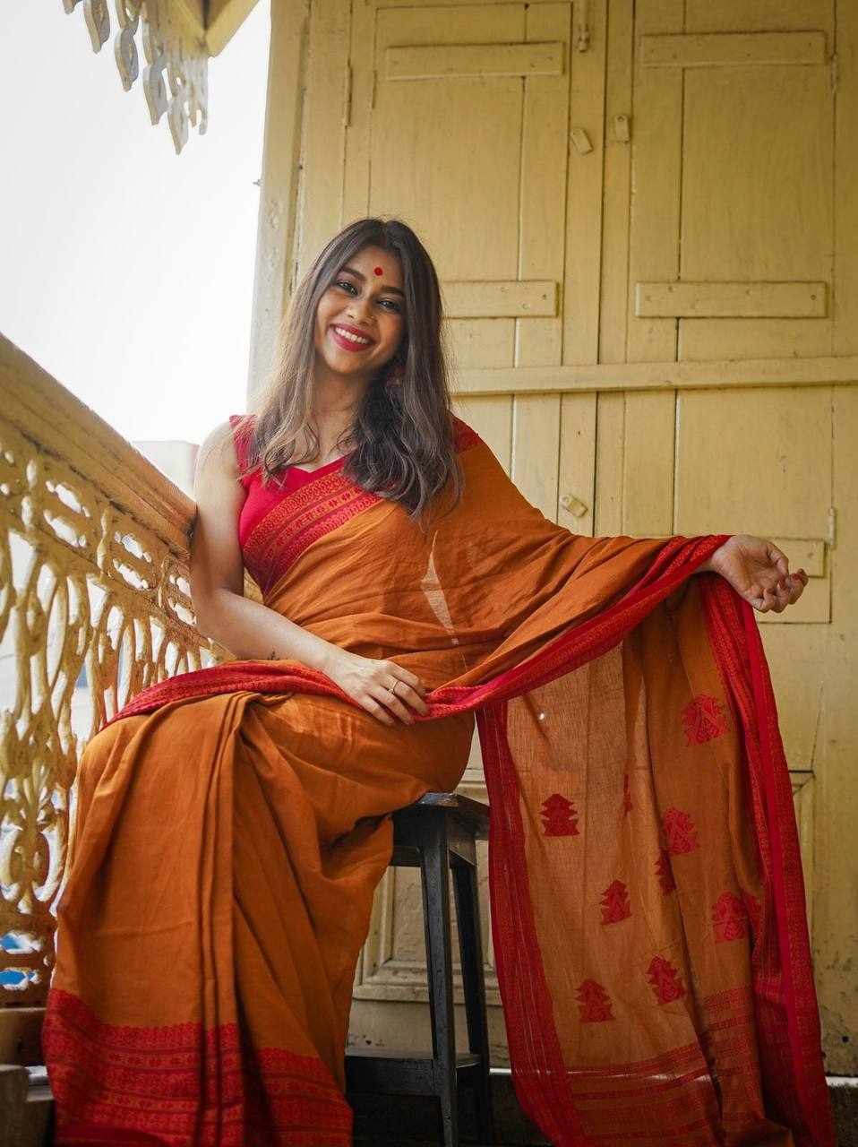 KPR 195 Mustard Soft Linen Saree 🧡