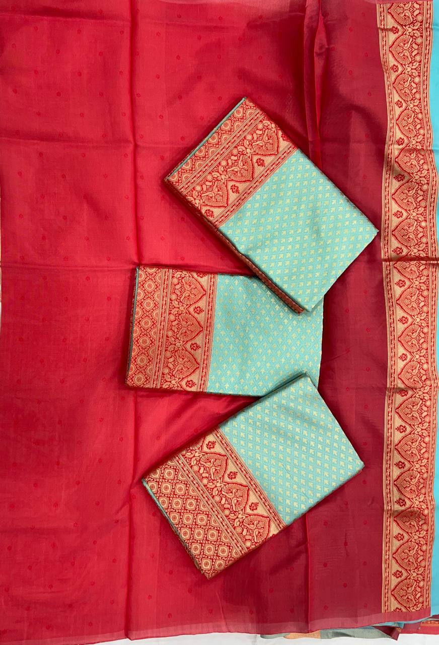 Traditional Kanjivaram Silk Saree with Contrast Border