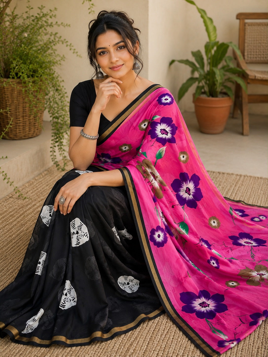 Mulmul Printed Saree – GULAB