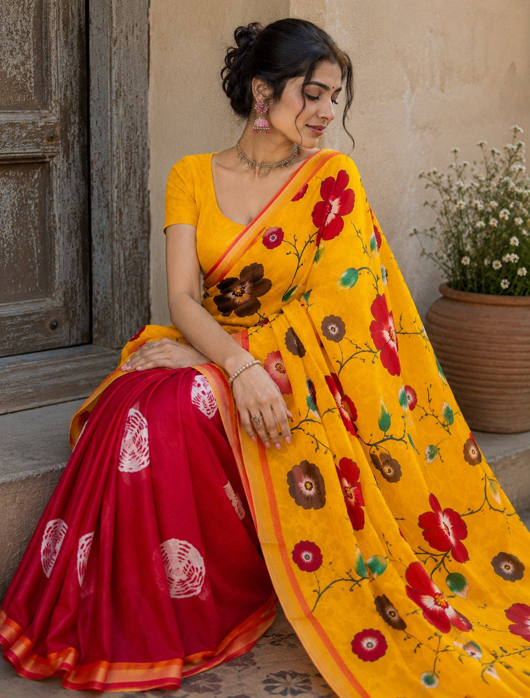 Mulmul Printed Saree – GULAB