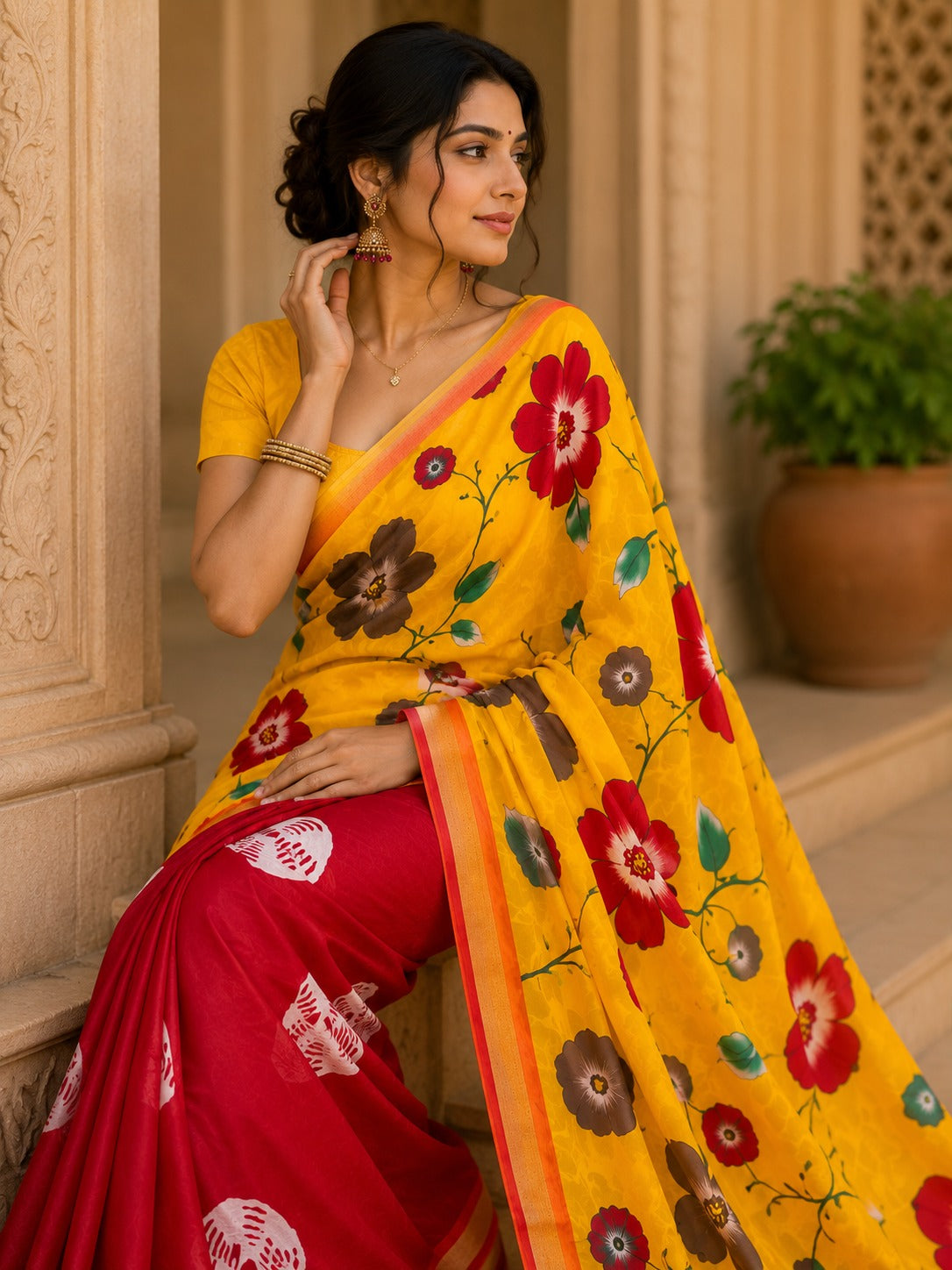 Mulmul Printed Saree – GULAB