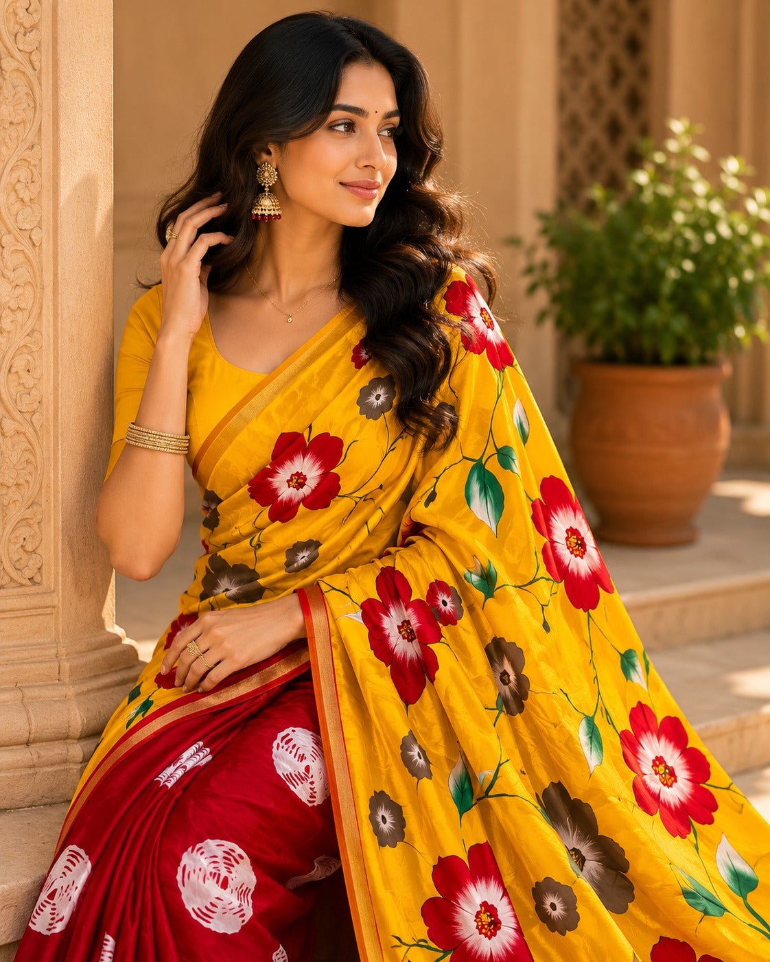 Mulmul Printed Saree – GULAB