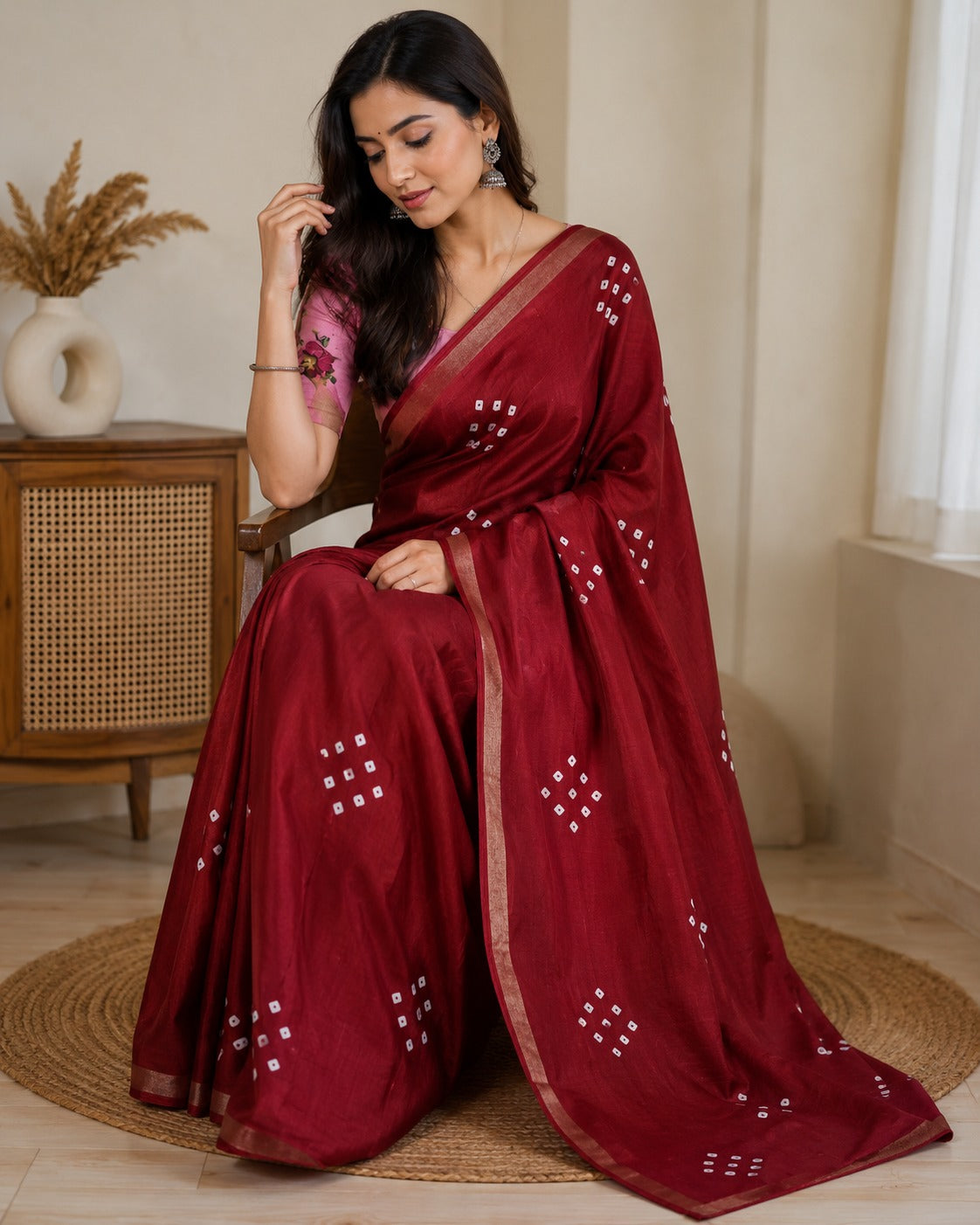 Mulmul Printed Saree with Floral Blouse – GULAB Vol 2