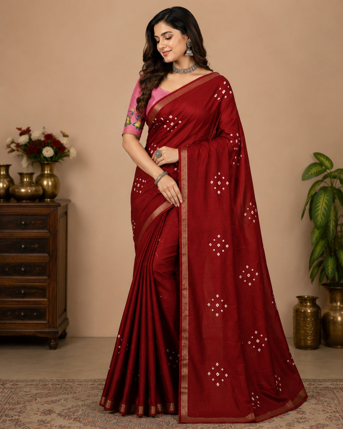 Mulmul Printed Saree with Floral Blouse – GULAB Vol 2