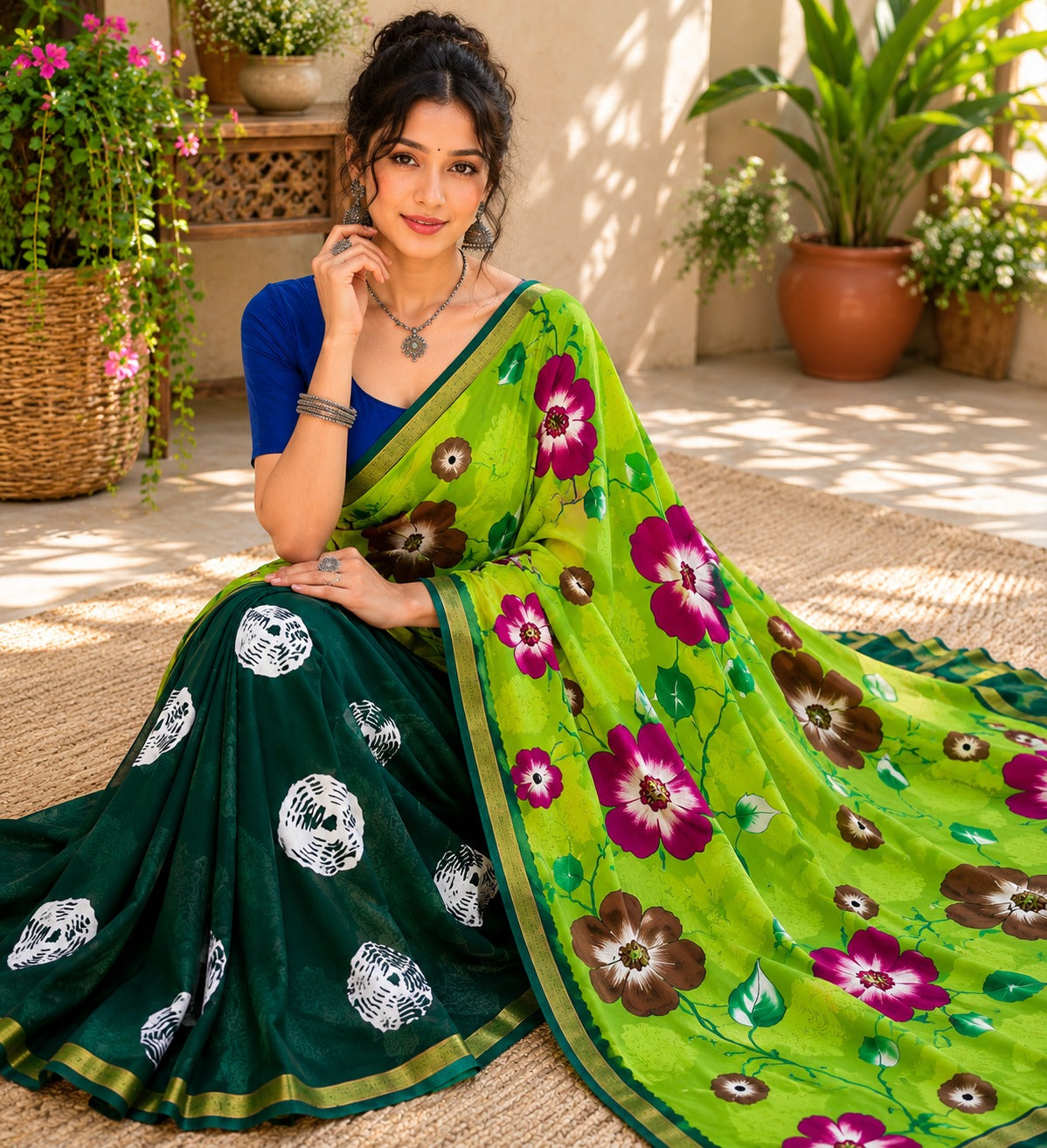 Mulmul Printed Saree – GULAB