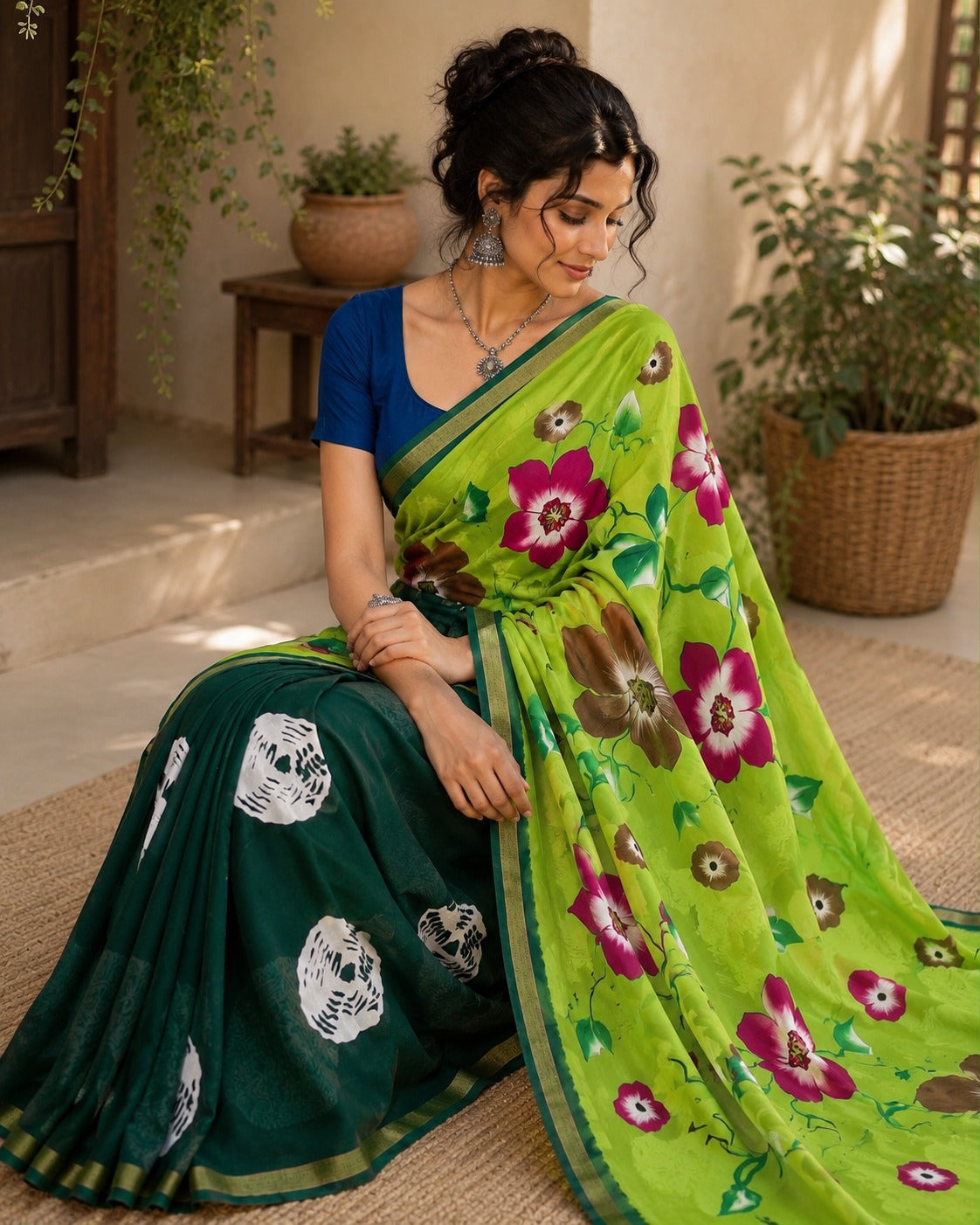 Mulmul Printed Saree – GULAB