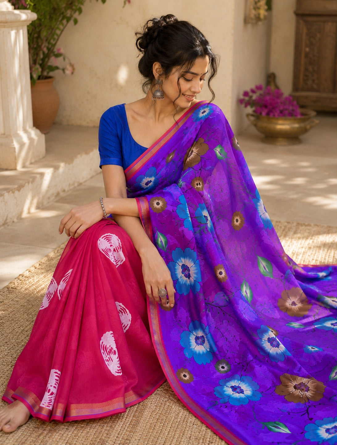 Mulmul Printed Saree – GULAB
