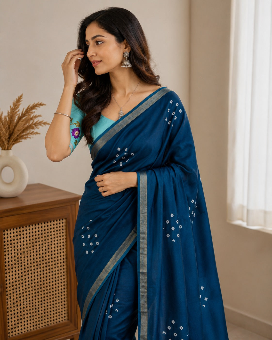 Mulmul Printed Saree with Floral Blouse – GULAB Vol 2
