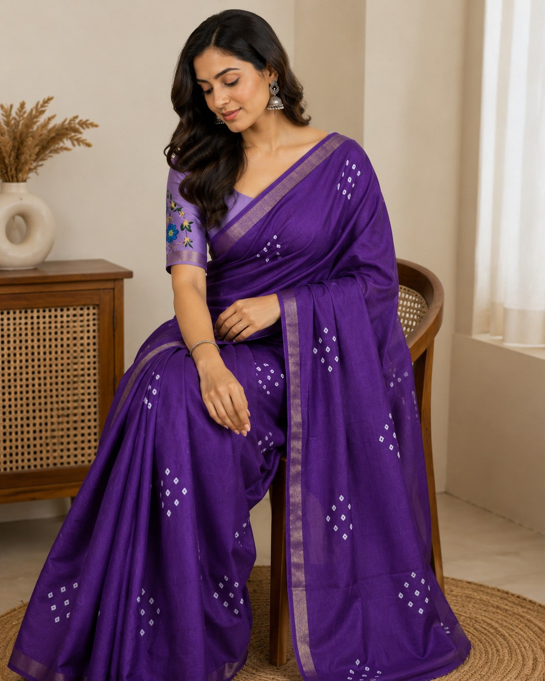 Mulmul Printed Saree with Floral Blouse – GULAB Vol 2