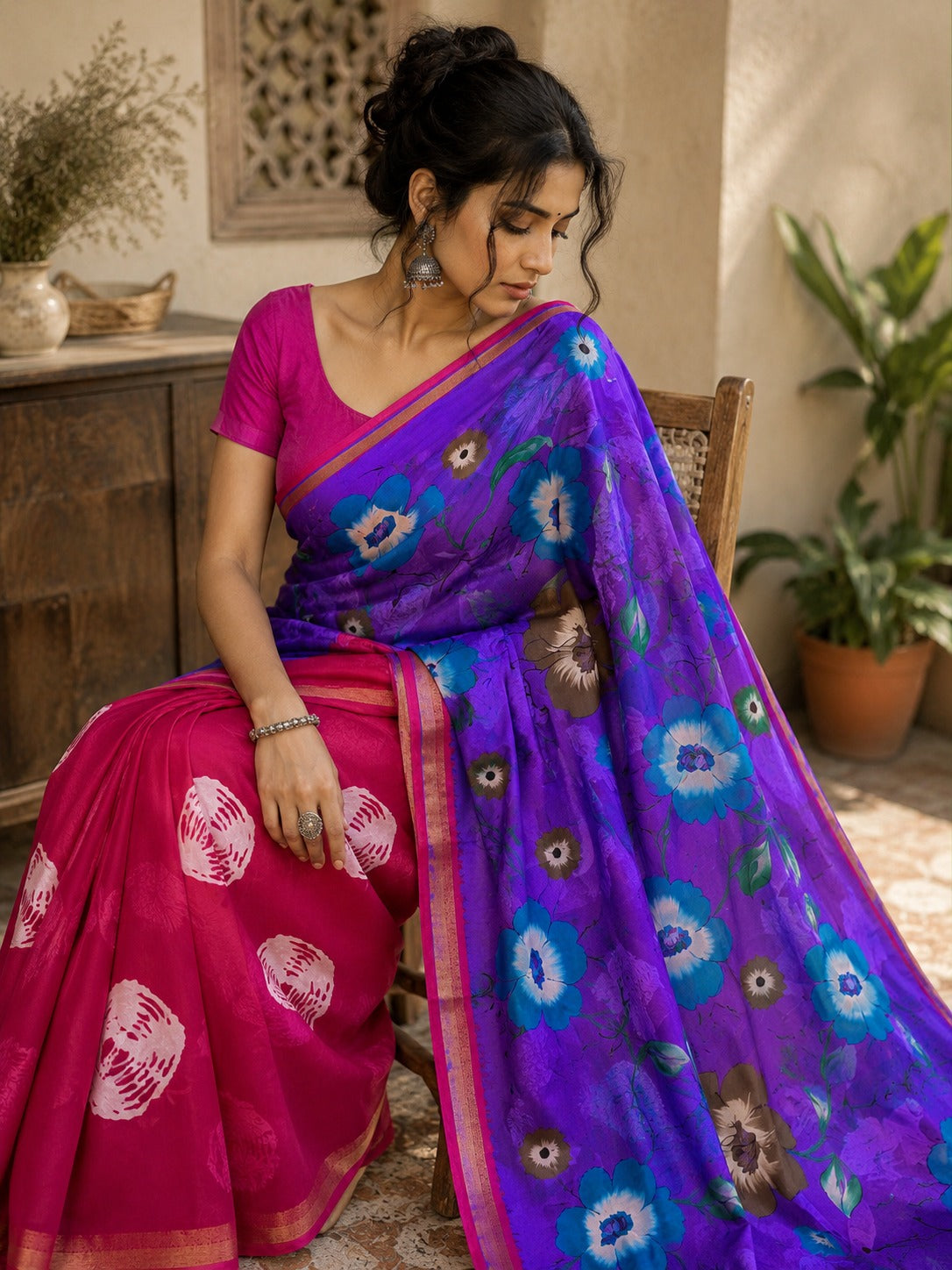 Mulmul Printed Saree – GULAB