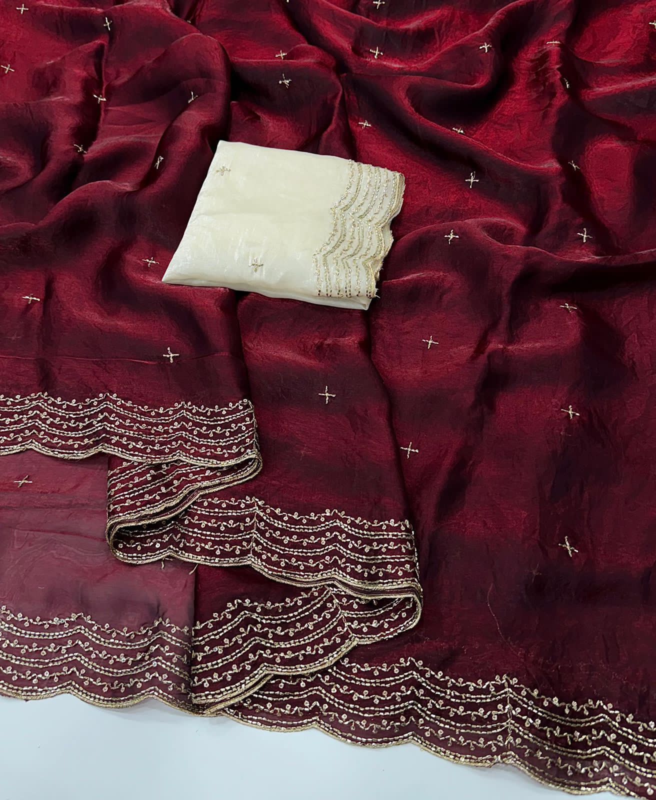Women's Premium Space Satin Saree