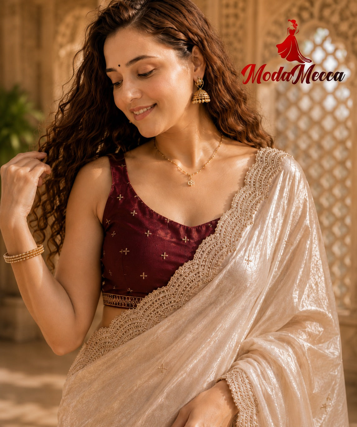 Women's Premium Space Satin Saree
