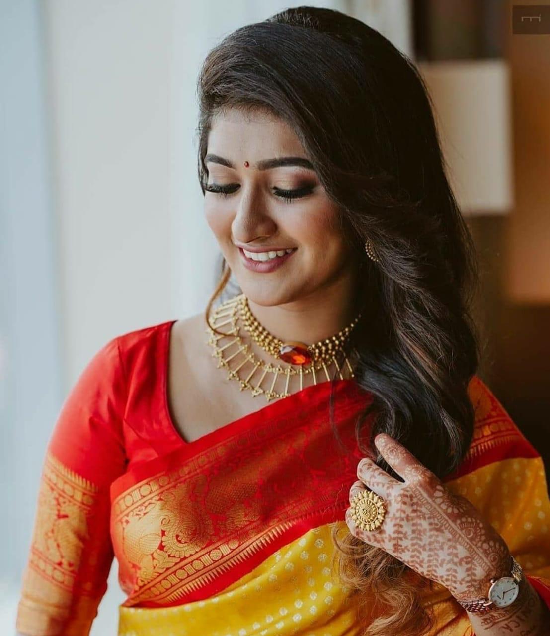 Traditional Yellow Silk Saree with Red Border