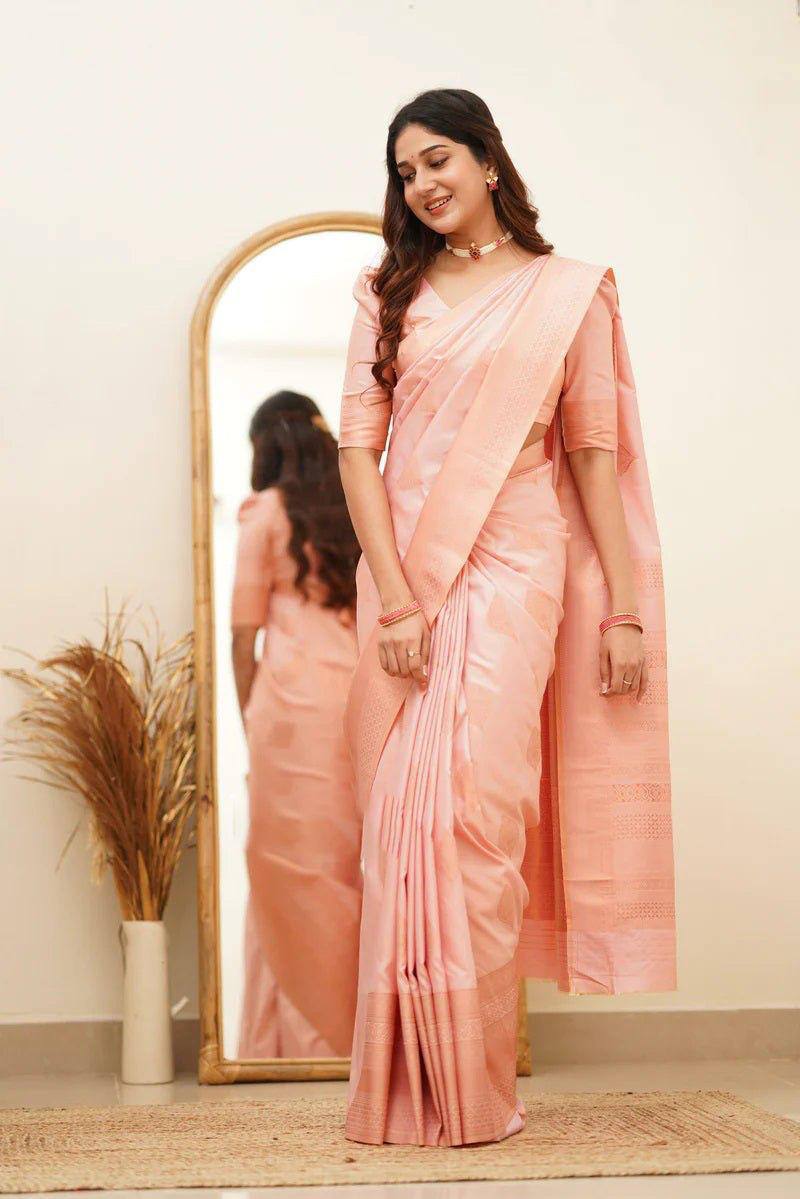 Elegant Pink Silk Saree with Zari Border
