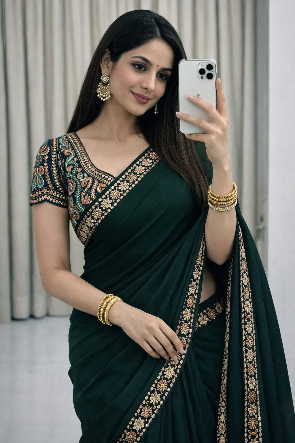 Peacock Bliss Designer Star Georgette Saree with Heavy Embroidered Peacock Blouse