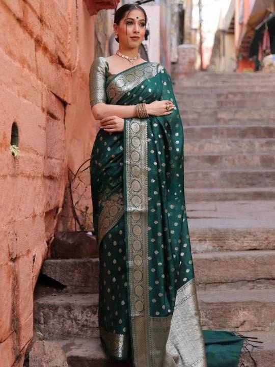 KP 7000 Soft Litchi Silk Saree with Jacquard Border Blouse