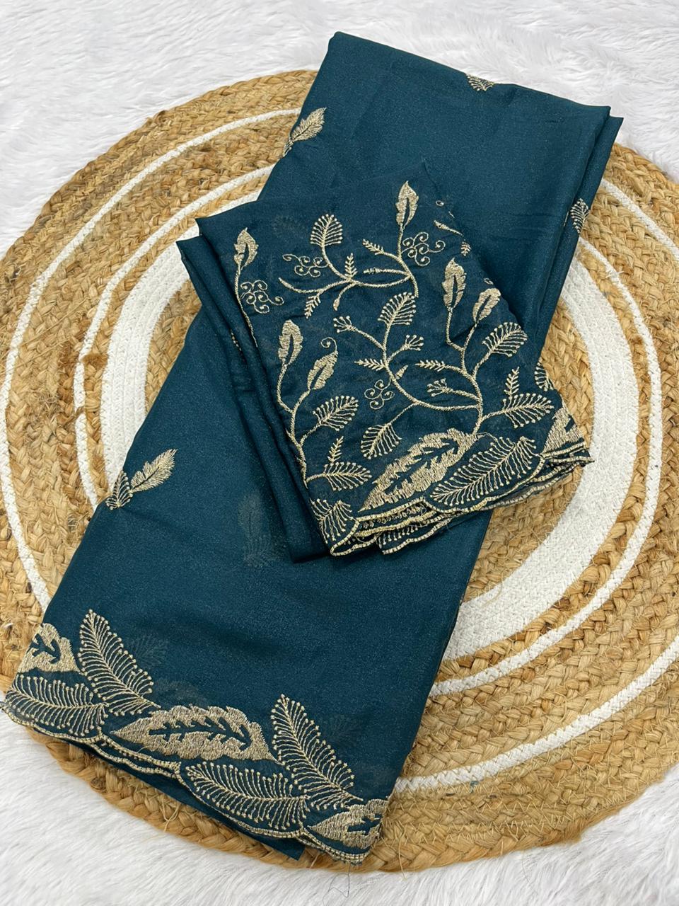 Sonakshi Star Georgette Embroidered Saree with Designer Blouse | Elegant Daily & Party Wear Saree