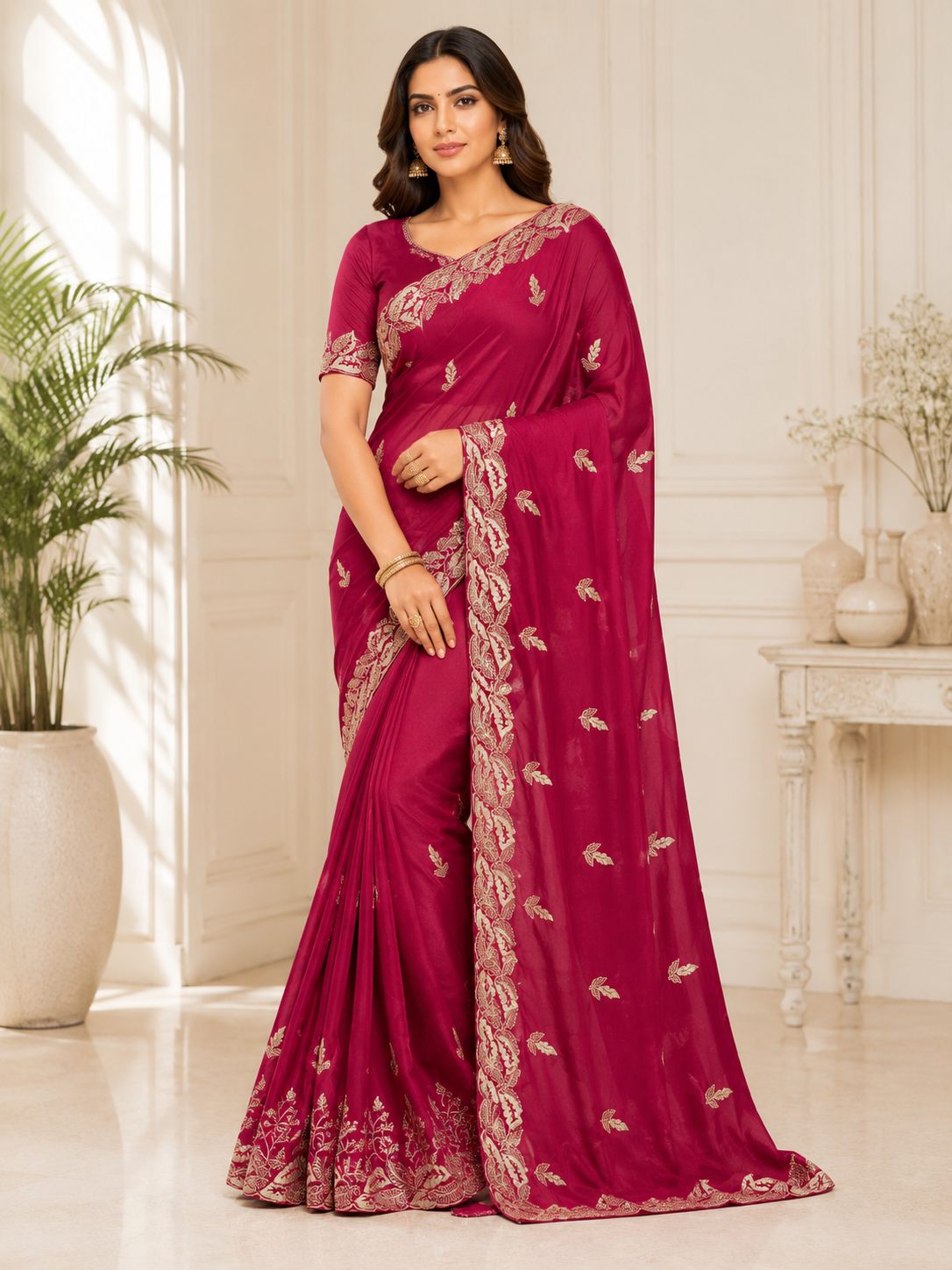 Sonakshi Star Georgette Embroidered Saree with Designer Blouse | Elegant Daily & Party Wear Saree