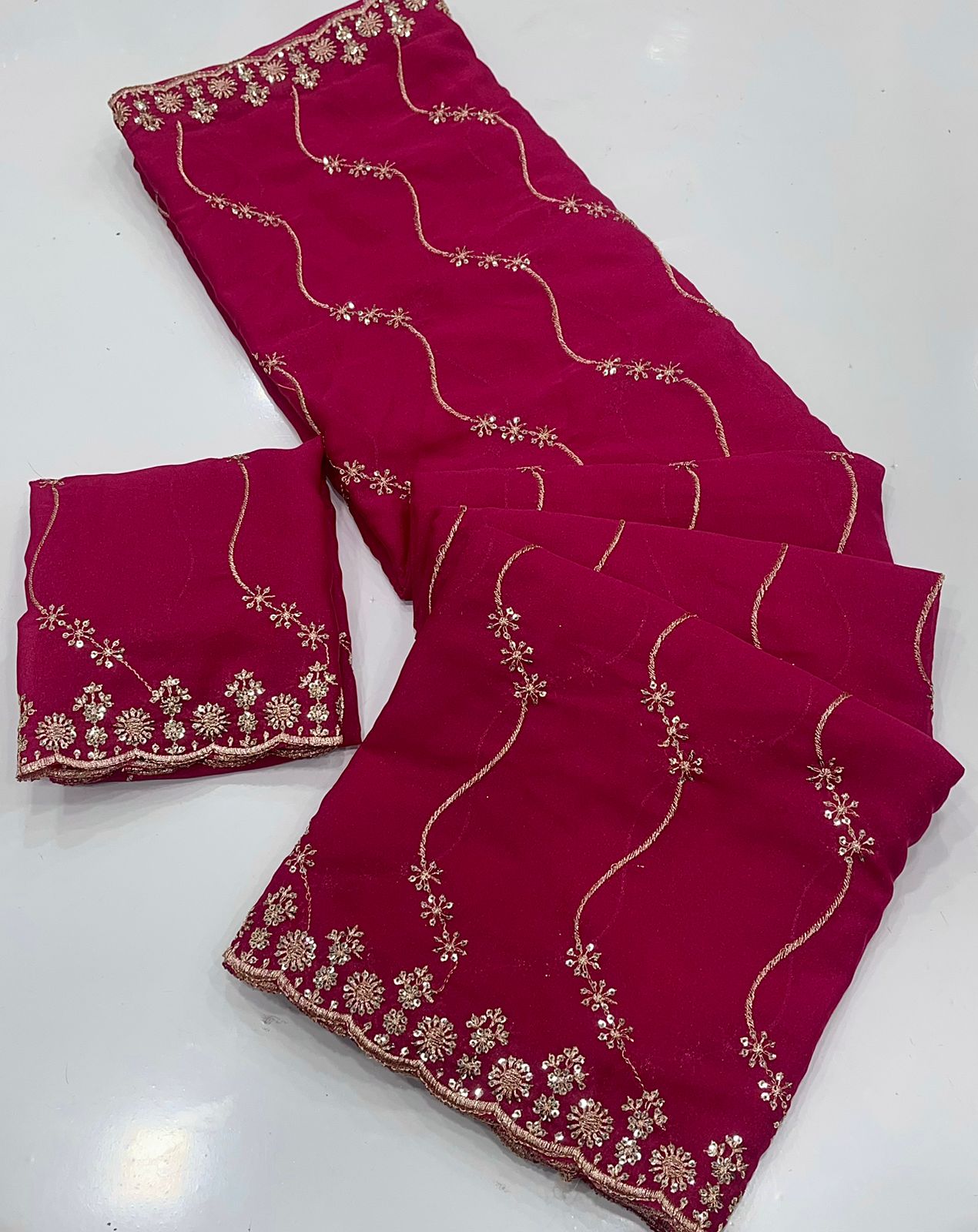 Royal Noor Star Georgette Saree with Multi Embroidered Sequins Work | Designer Party Wear Saree