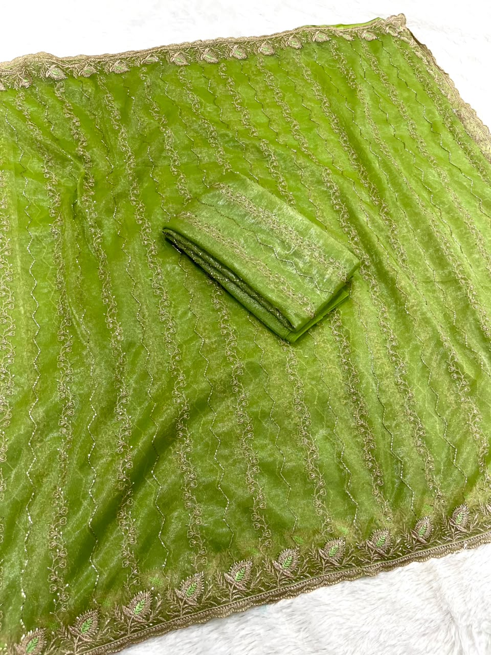 Women's Premium Twill Net Embroidered Saree with Designer Blouse