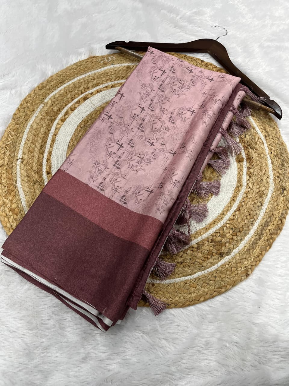 Women's Premium Georgette Silky Saree with Designer Tassels