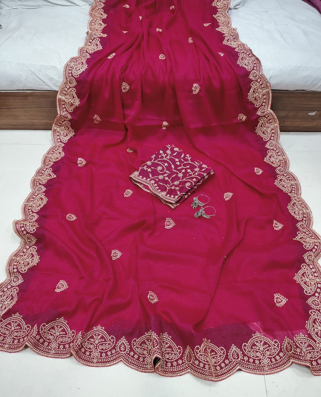 Royal Noor Embroidered Star Georgette Saree With Heavy Sequence Work & Designer Blouse