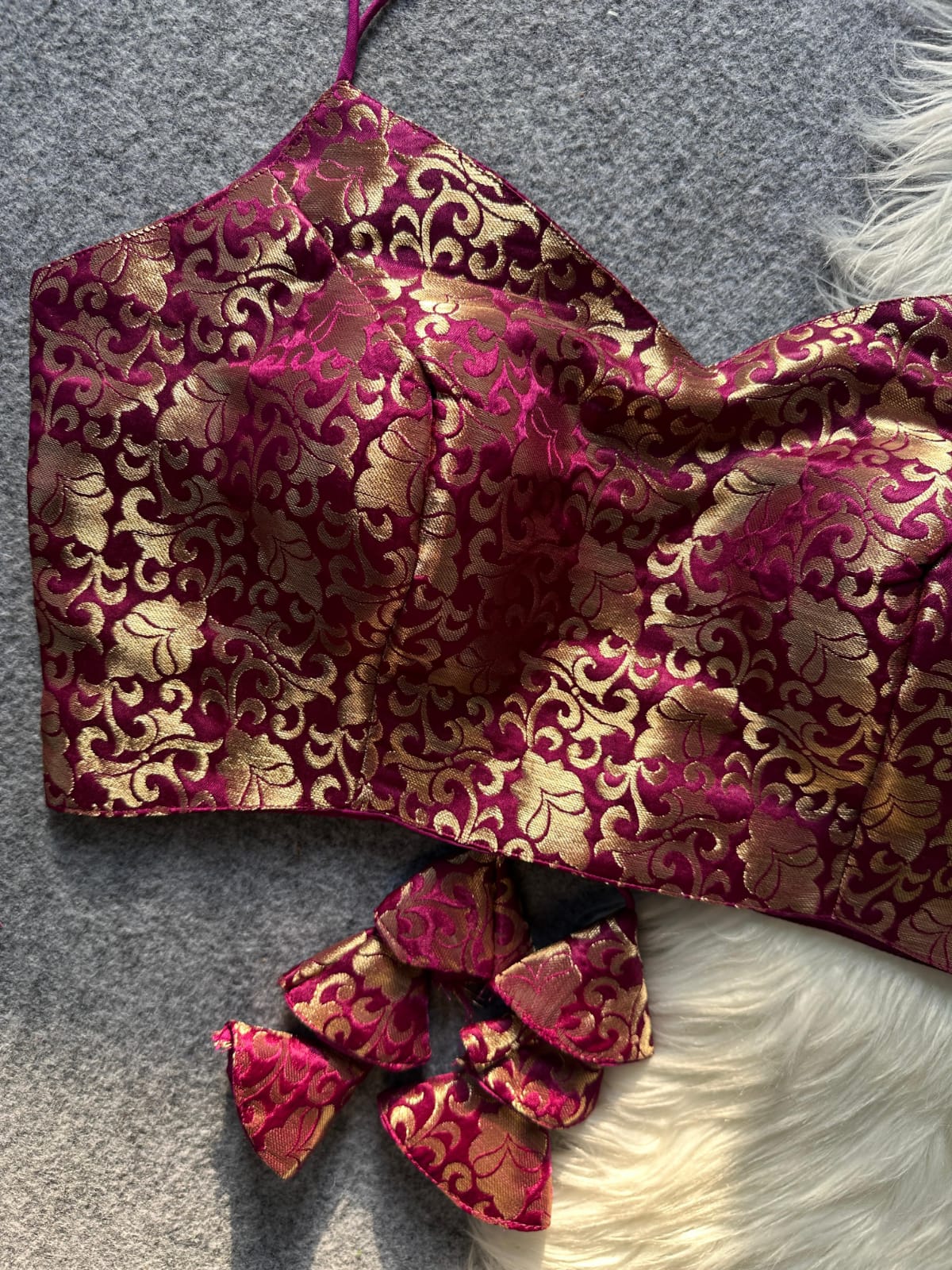 Pure Jacquard Silk Heavy Padded Partywear Blouse – Back Open | 38–42