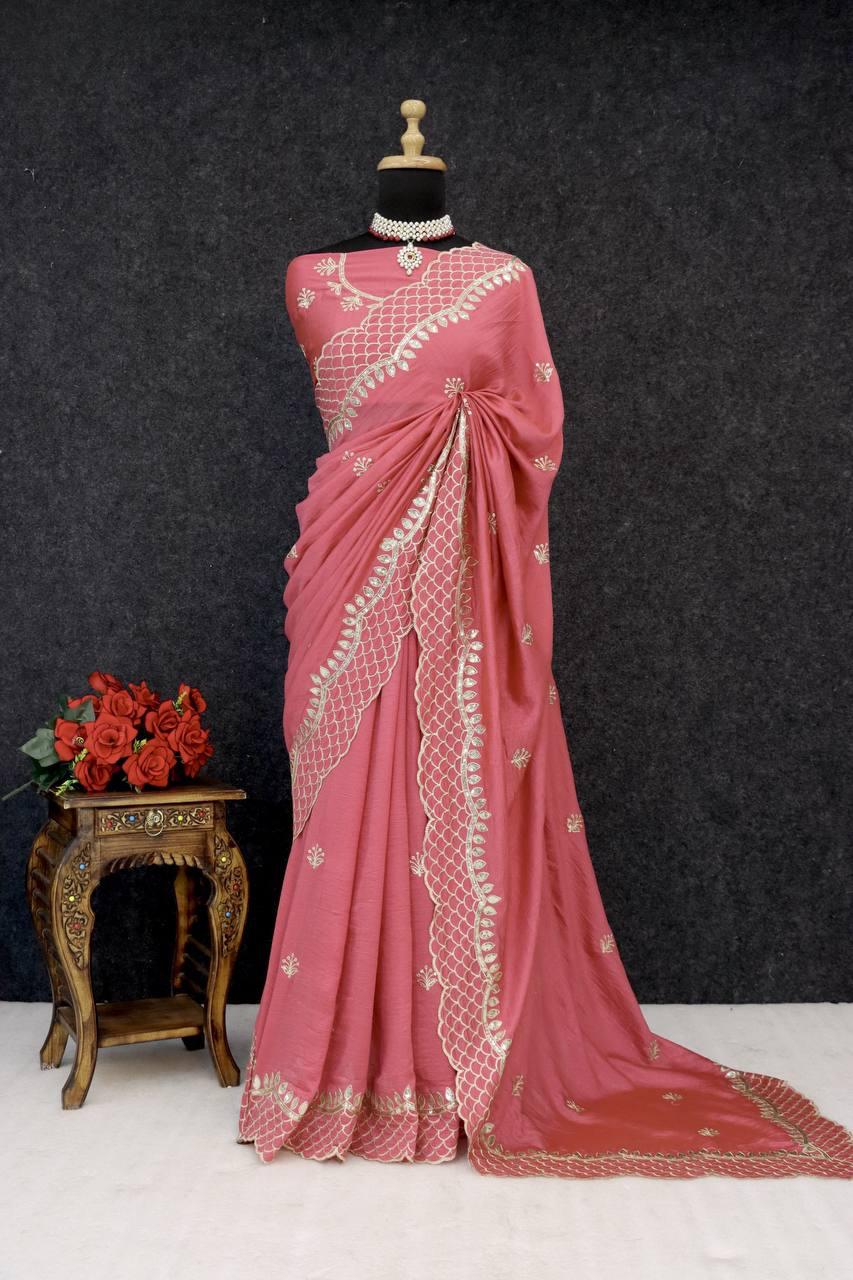 Royal Vichitra Silk Embroidered Saree with 3mm Sequins Work | Premium Party Wear & Wedding Collection