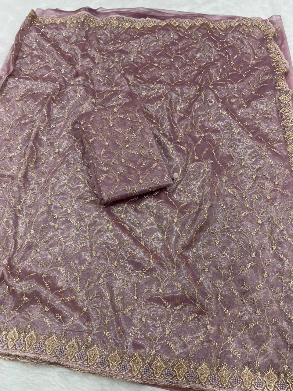 Premium Twill Net Embroidered Saree with Designer Blouse | Wedding & Party Wear Collection