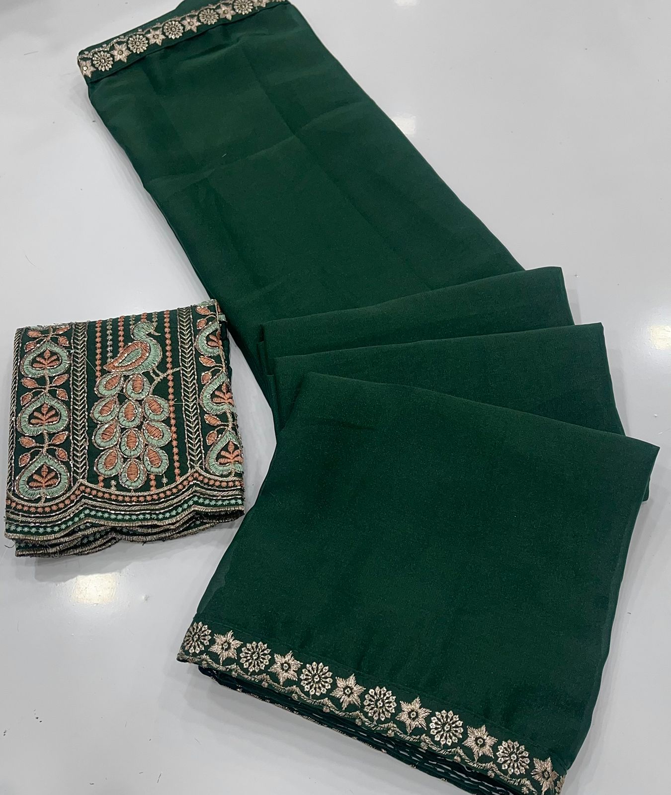 Peacock Bliss Designer Star Georgette Saree with Heavy Embroidered Peacock Blouse