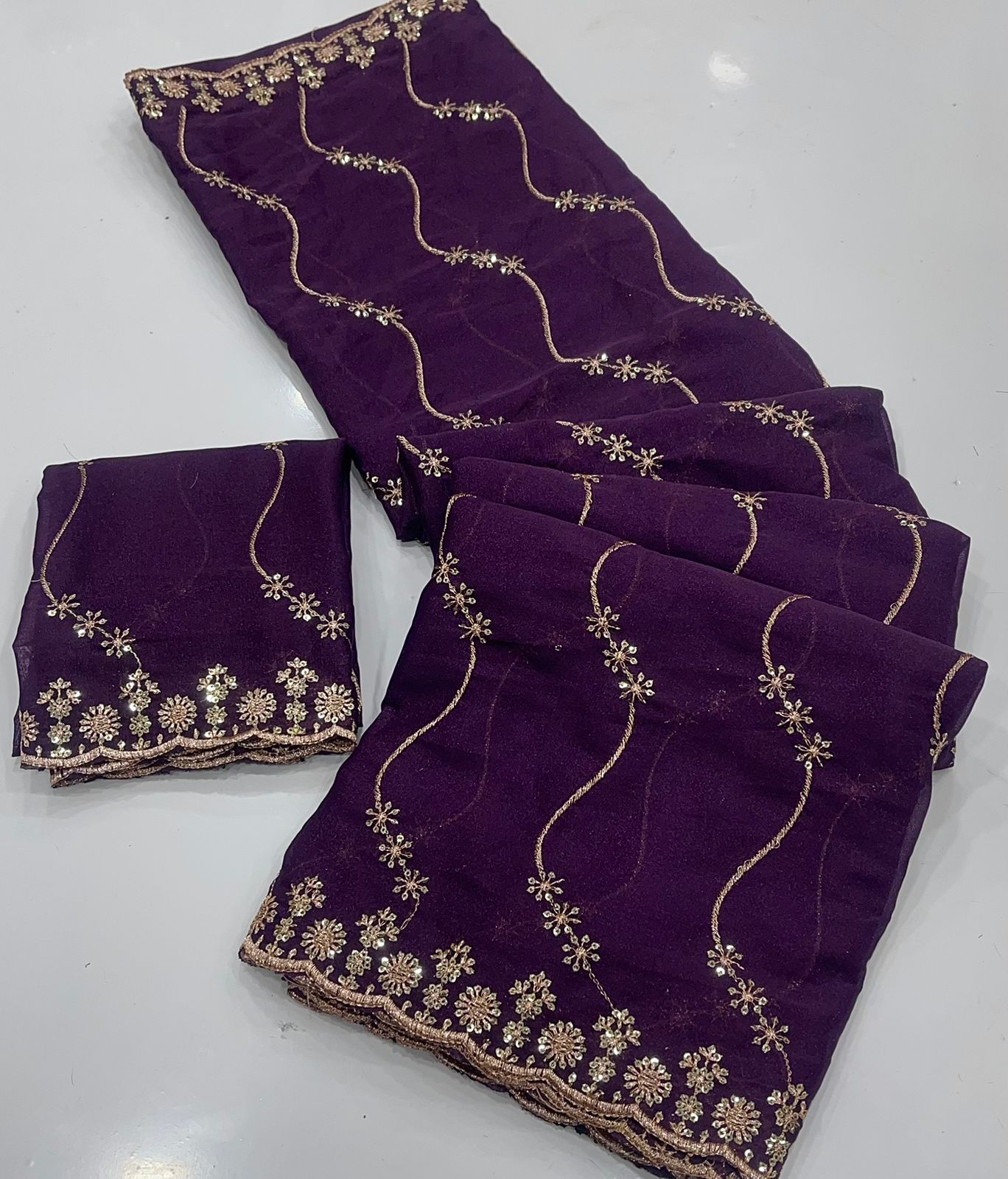 Royal Noor Star Georgette Saree with Multi Embroidered Sequins Work | Designer Party Wear Saree