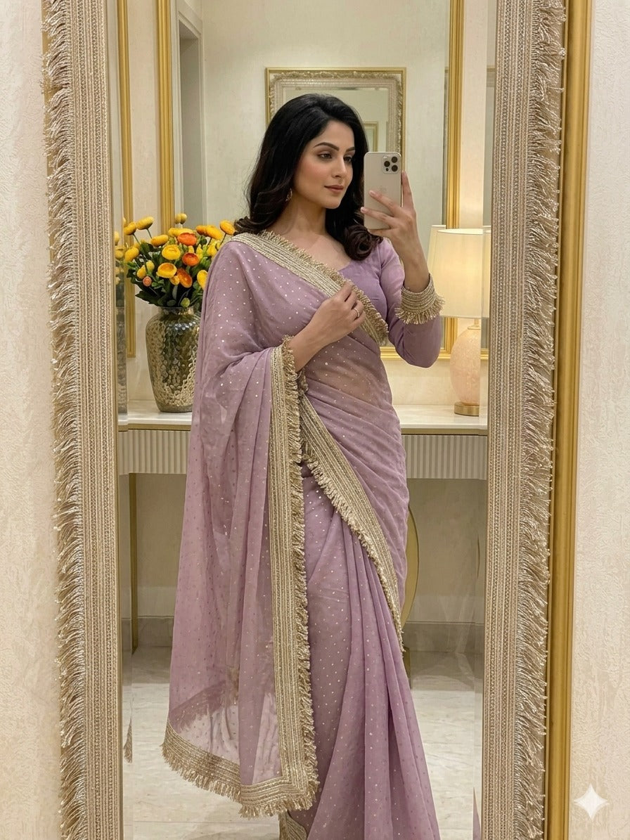 Vidya Premium Jacquard Lace Border Party Wear Saree for Women