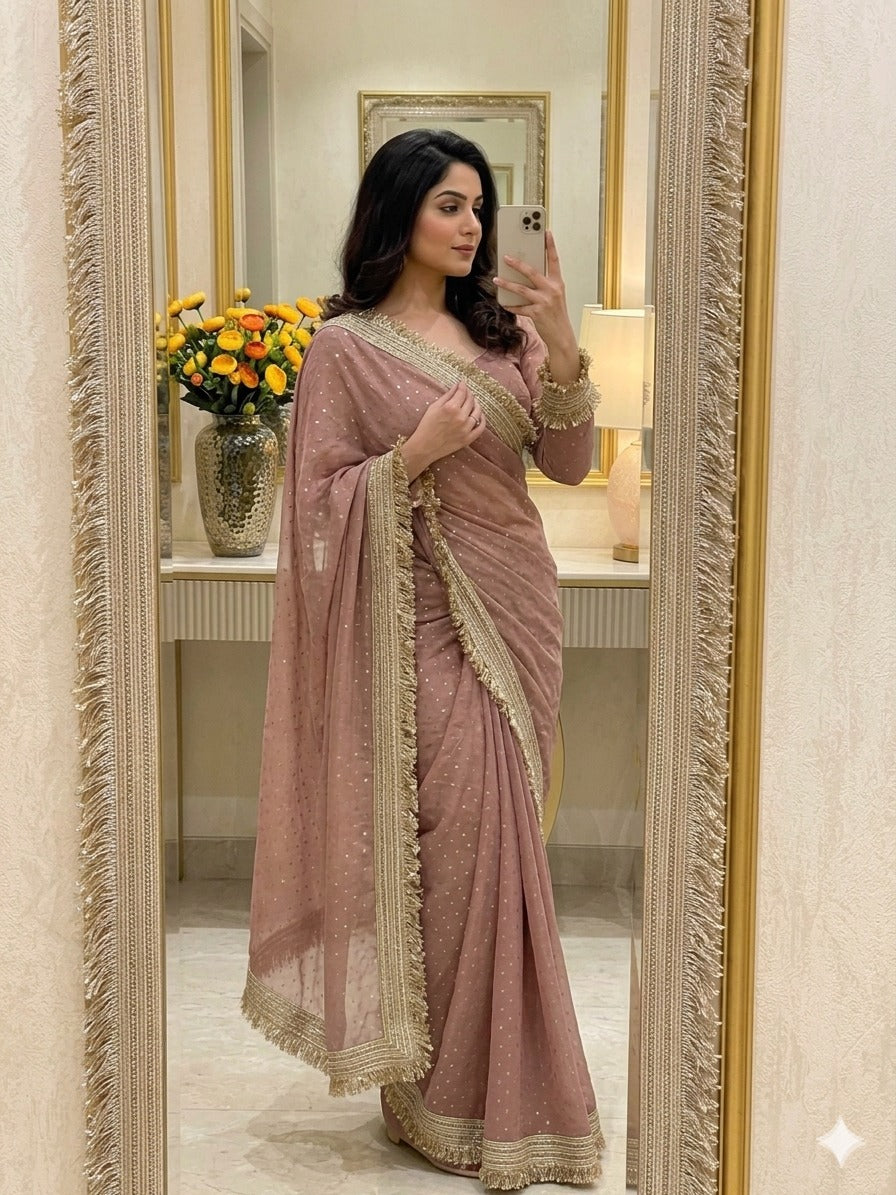 Vidya Premium Jacquard Lace Border Party Wear Saree for Women