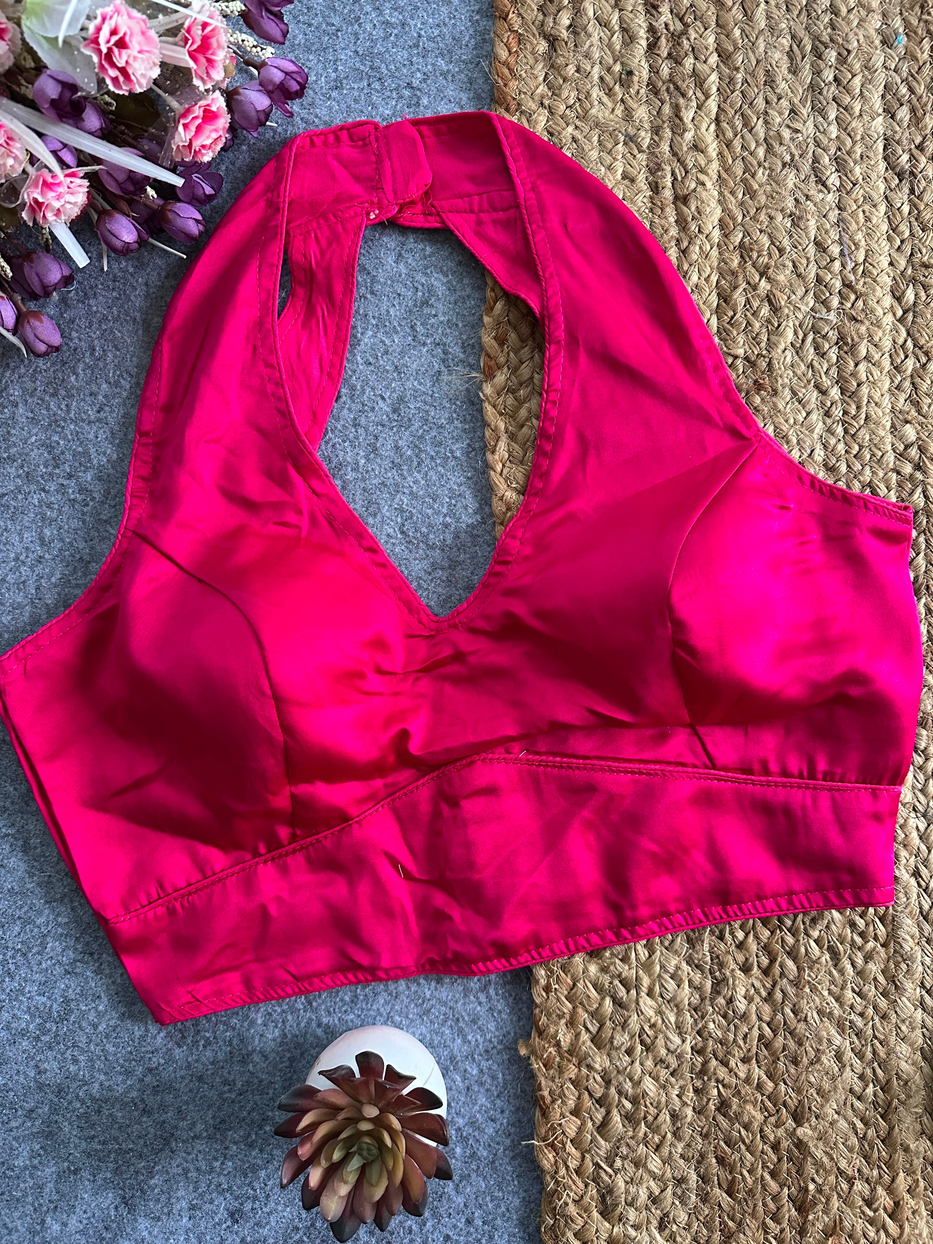 Pure Malai Satin Padded Designer Blouse – Free Size 38–42